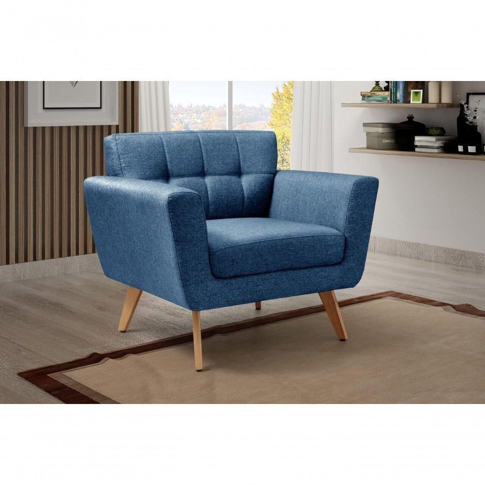 Conjunto 2 Poltronas Bruna Confortável Decorativa Moderna - Linho Azul 330 - 5
