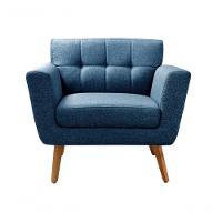 Conjunto 2 Poltronas Bruna Confortável Decorativa Moderna - Linho Azul 330 - 2
