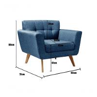 Conjunto 2 Poltronas Bruna Confortável Decorativa Moderna - Linho Azul 330