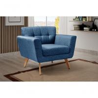 Conjunto 2 Poltronas Bruna Confortável Decorativa Moderna - Linho Azul 330 - 5