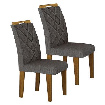 Cadeira Para Mesa De Jantar Larissa New Mdf Kit 2 Peças Freijó Linho Chumbo - Leifer Móveis