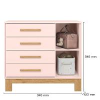 Berço Americano 4315 E Cômoda Sapateira 4355 Q Encanto Slim Rosa Acetinado Com Colchão Tend Tudo - Qmovi - 5