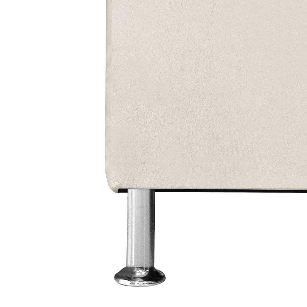 Cabeceira Estofada Cama Box Casal 140 Cm Carla Premium - Veludo Bege Claro - 4