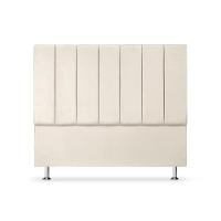 Cabeceira Estofada Cama Box Casal 140 Cm Carla Premium - Veludo Bege Claro - 2