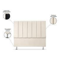 Cabeceira Estofada Cama Box Casal 140 Cm Carla Premium - Veludo Bege Claro - 3