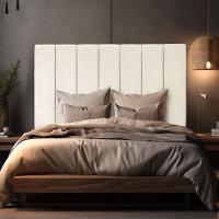 Cabeceira Estofada Cama Box Casal 140 Cm Carla Premium - Veludo Bege Claro - 6