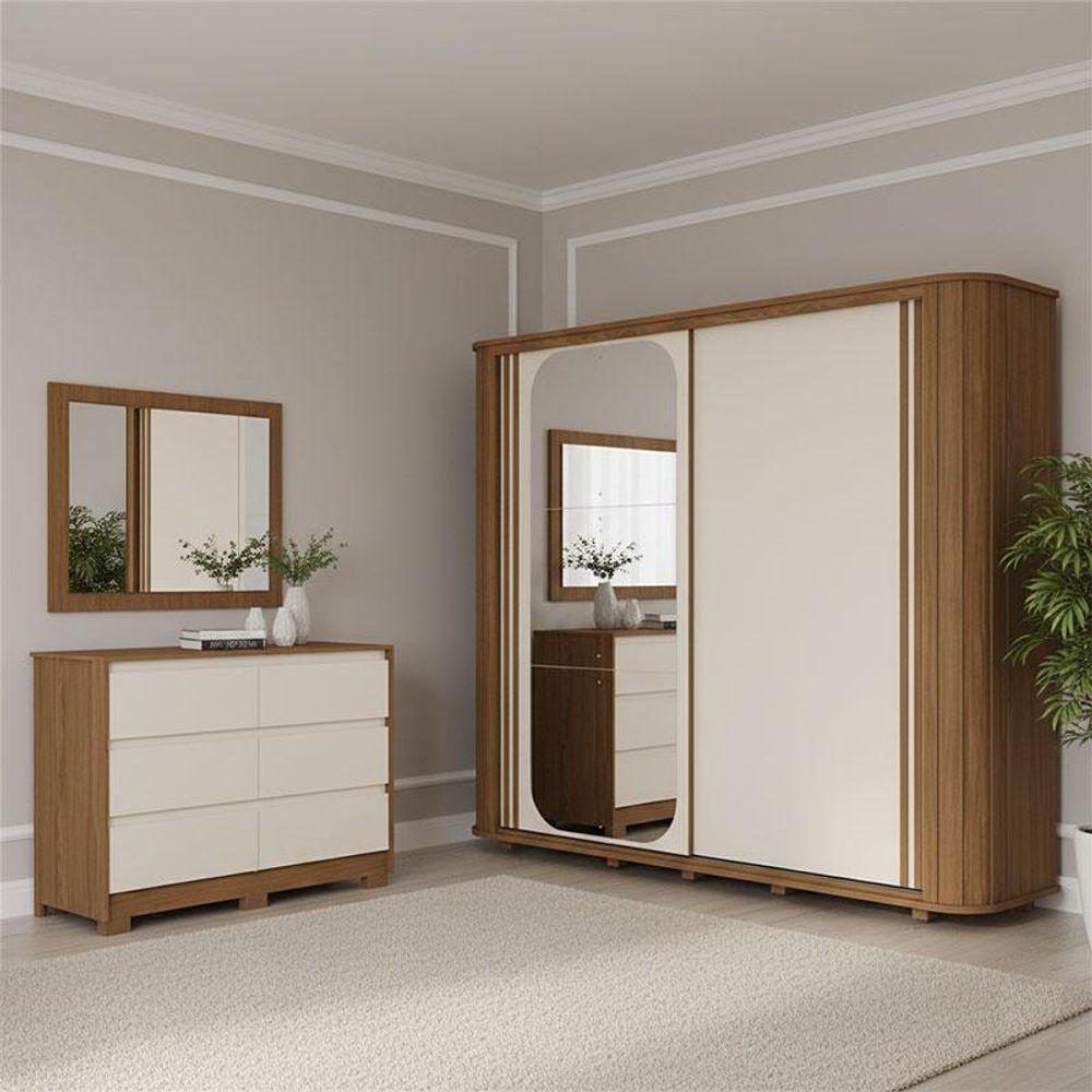Guarda Roupa Casal Mozzate E Cômoda Ravenna Ambiente Nature Off White Flex - Henn - 1