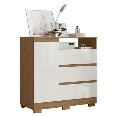 Guarda Roupa Casal Nápole 2045149 E Armário Multiuso New 2000192 E Cômoda 2014143 Atacama Off White - Aramóveis