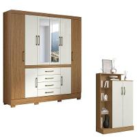 Guarda Roupa Casal Nápole 2045149 E Armário Multiuso Florença 2000199 Atacama Off White - Aramóveis - 1