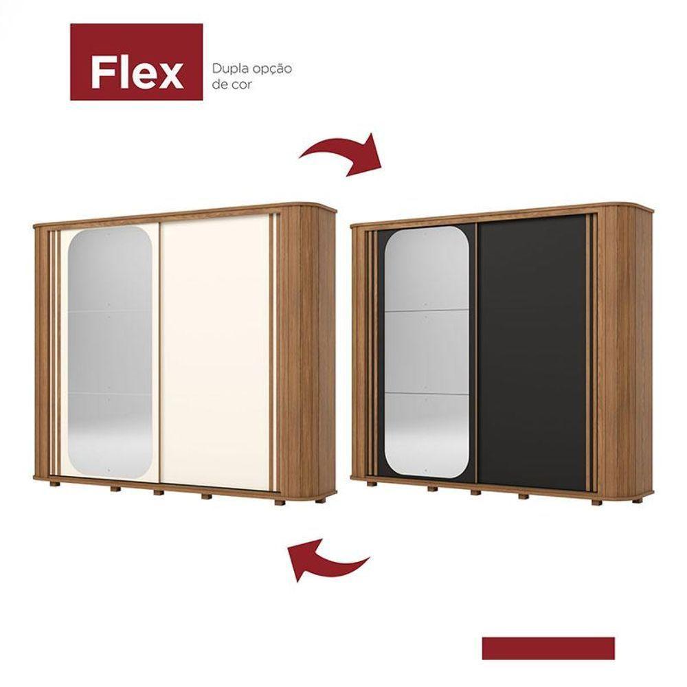 Guarda Roupa Casal Mozzate E Cômoda Ravenna Nature Off White Flex - Henn - 3