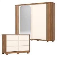 Guarda Roupa Casal Mozzate E Cômoda Ravenna Nature Off White Flex - Henn - 1