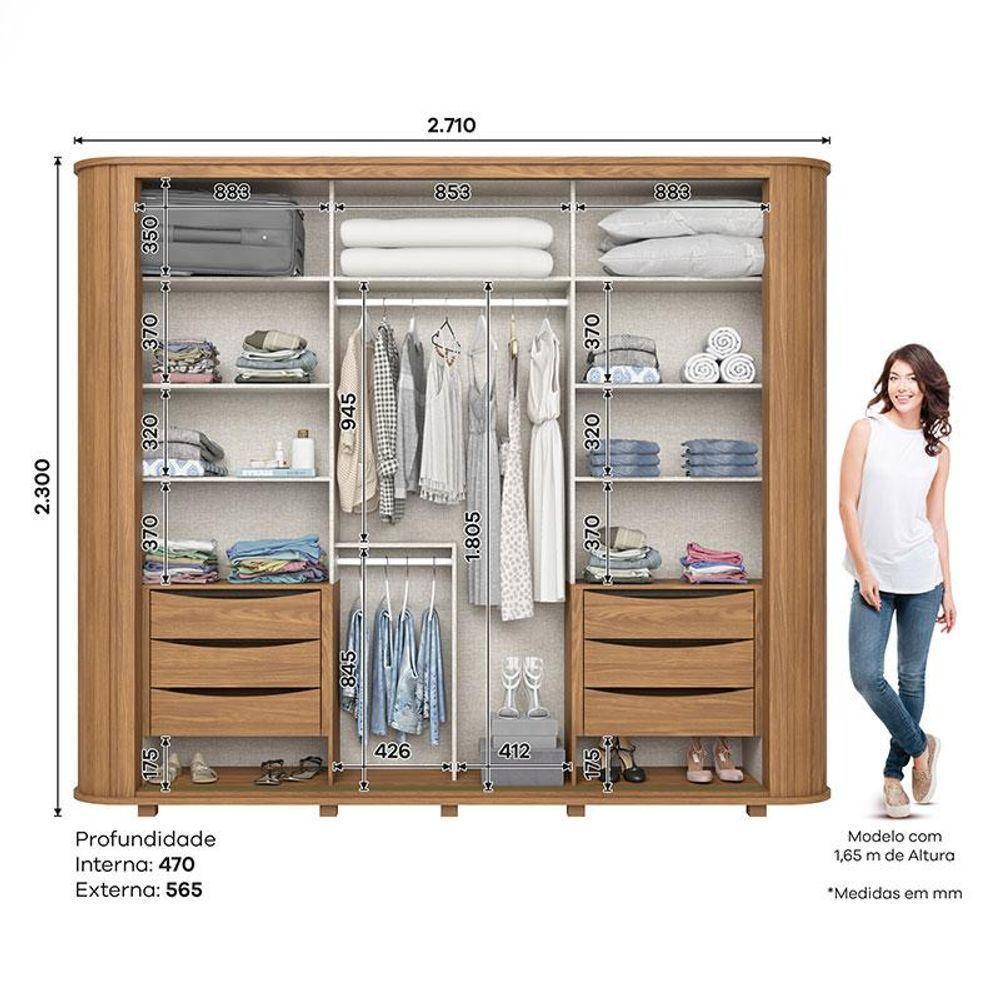 Guarda Roupa Casal Mozzate Ambiente 2 Portas Nature Off White Flex - Henn - 4