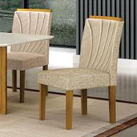 Cadeira Para Mesa De Jantar Lorena Plus Mdf Kit 2 Peças Freijó Linho Palha - Leifer Móveis - 5