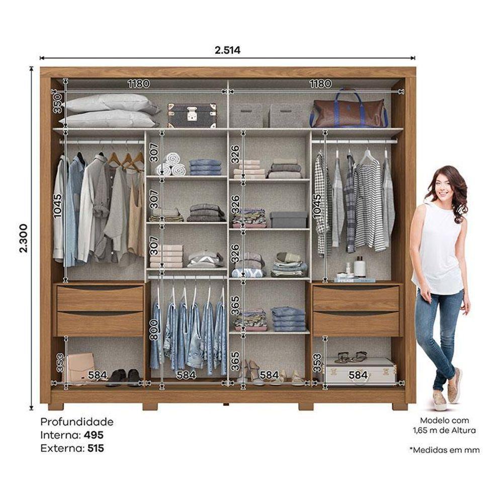 Guarda Roupa Casal Medelín E Cômoda Ravenna Nature Off White - Henn - 3