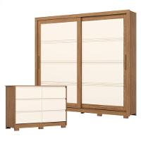 Guarda Roupa Casal Medelín E Cômoda Ravenna Nature Off White - Henn - 1