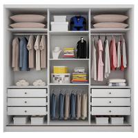 Guarda Roupa Casal Medelim 3 Portas 6 Gavetas Neve Com Espelho - Novo Horizonte - 3