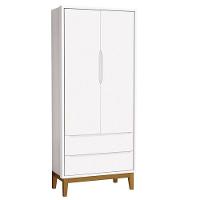 Cômoda 6 Gavetas E Guarda Roupa 2 Portas New Classic Branco Com Pés Madeira - Reller - 3