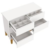 Cômoda 6 Gavetas E Guarda Roupa 2 Portas New Classic Branco Com Pés Madeira Natural- Reller