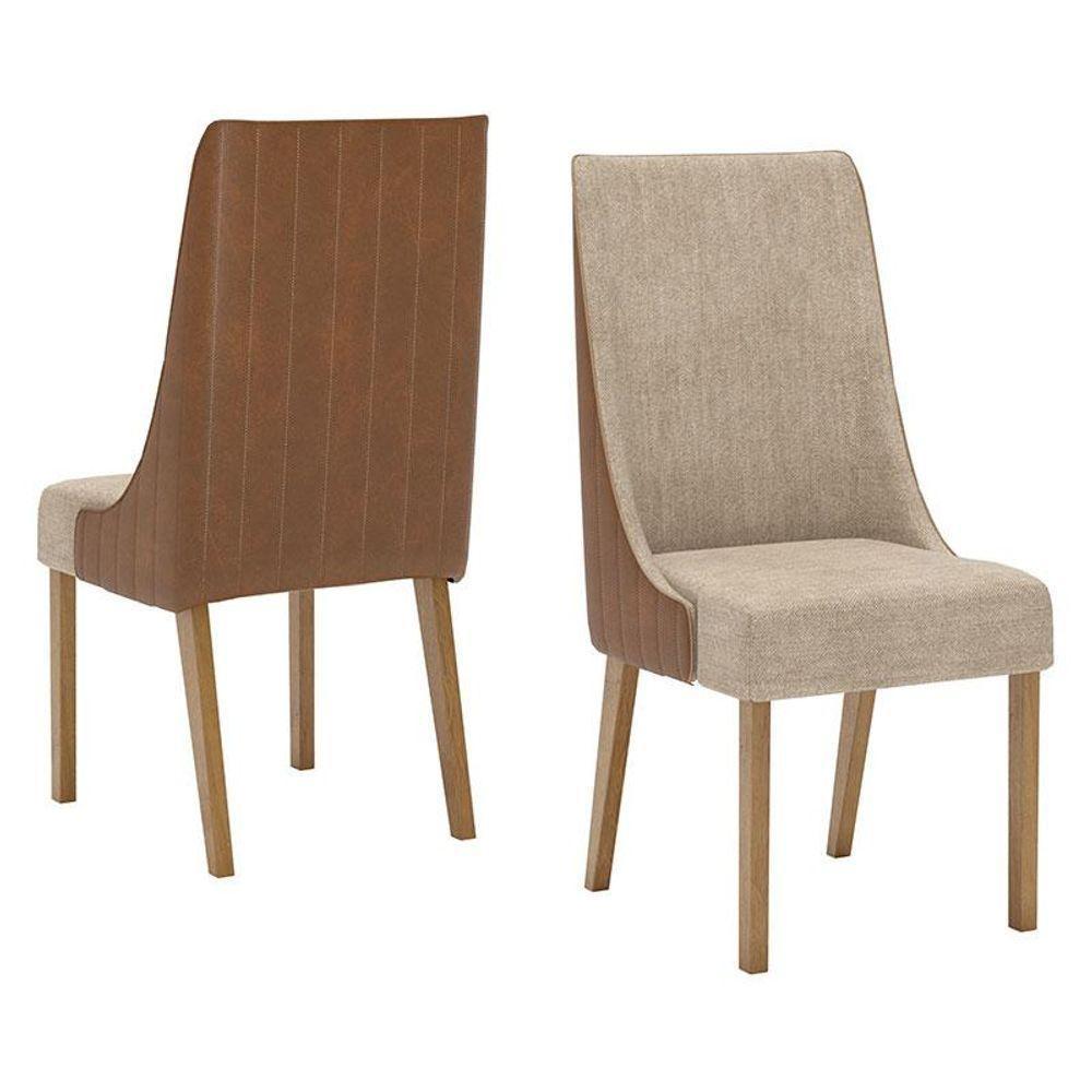 Cadeira Para Mesa De Jantar Ivy Ambiente Kit 02 Peças Corano Caramelo Creme - Henn - 5