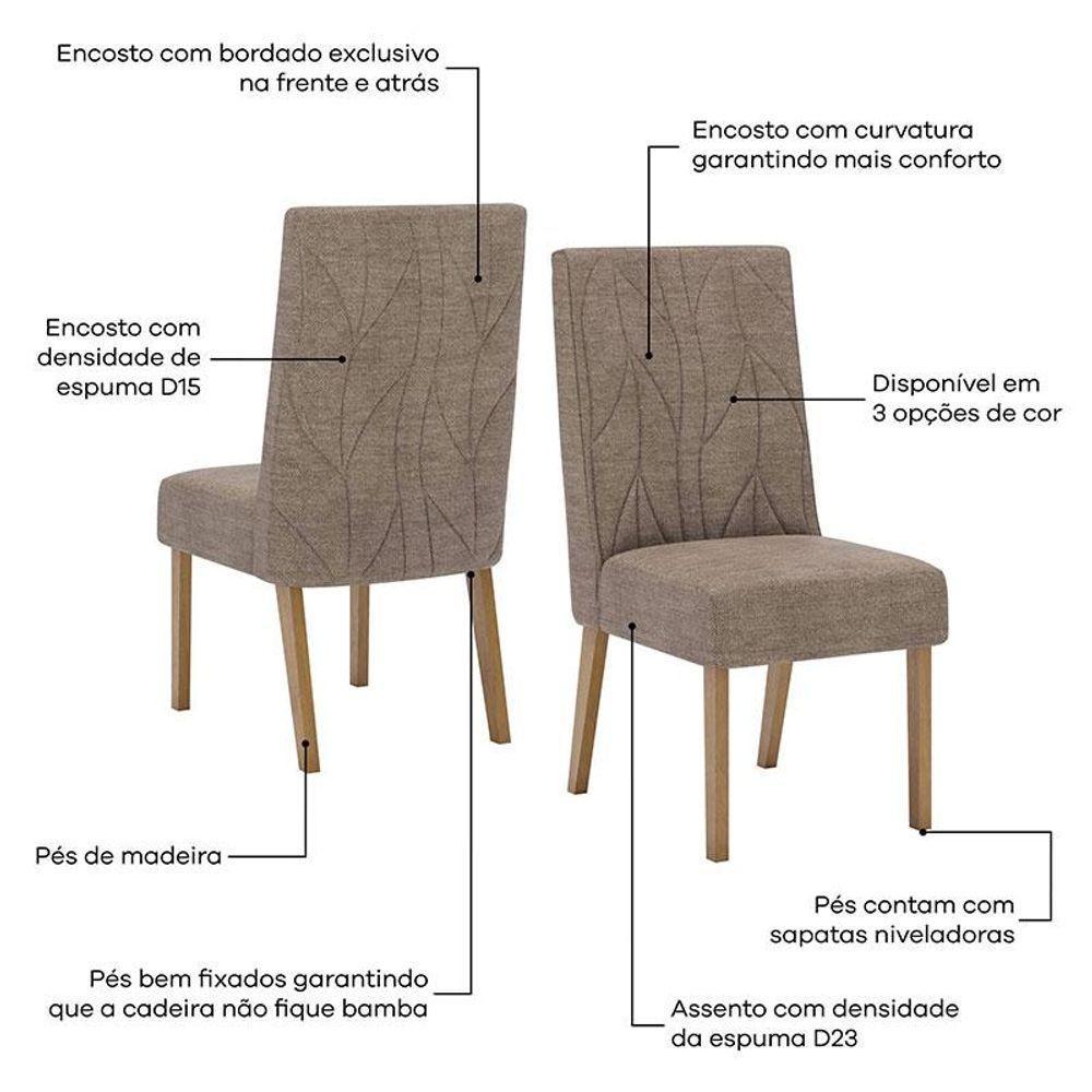 Cadeira Para Mesa De Jantar Eloá Kit 2 Peças Nature Cacao - Henn - 5