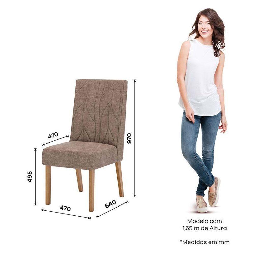 Cadeira Para Mesa De Jantar Eloá Ambiente Kit 2 Peças Nature Cacao - Henn - 6