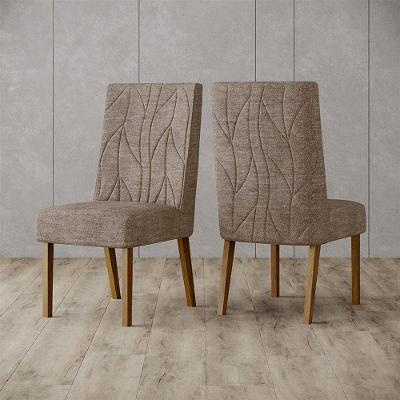 Cadeira Para Mesa De Jantar Eloá Ambiente Kit 2 Peças Nature Cacao - Henn