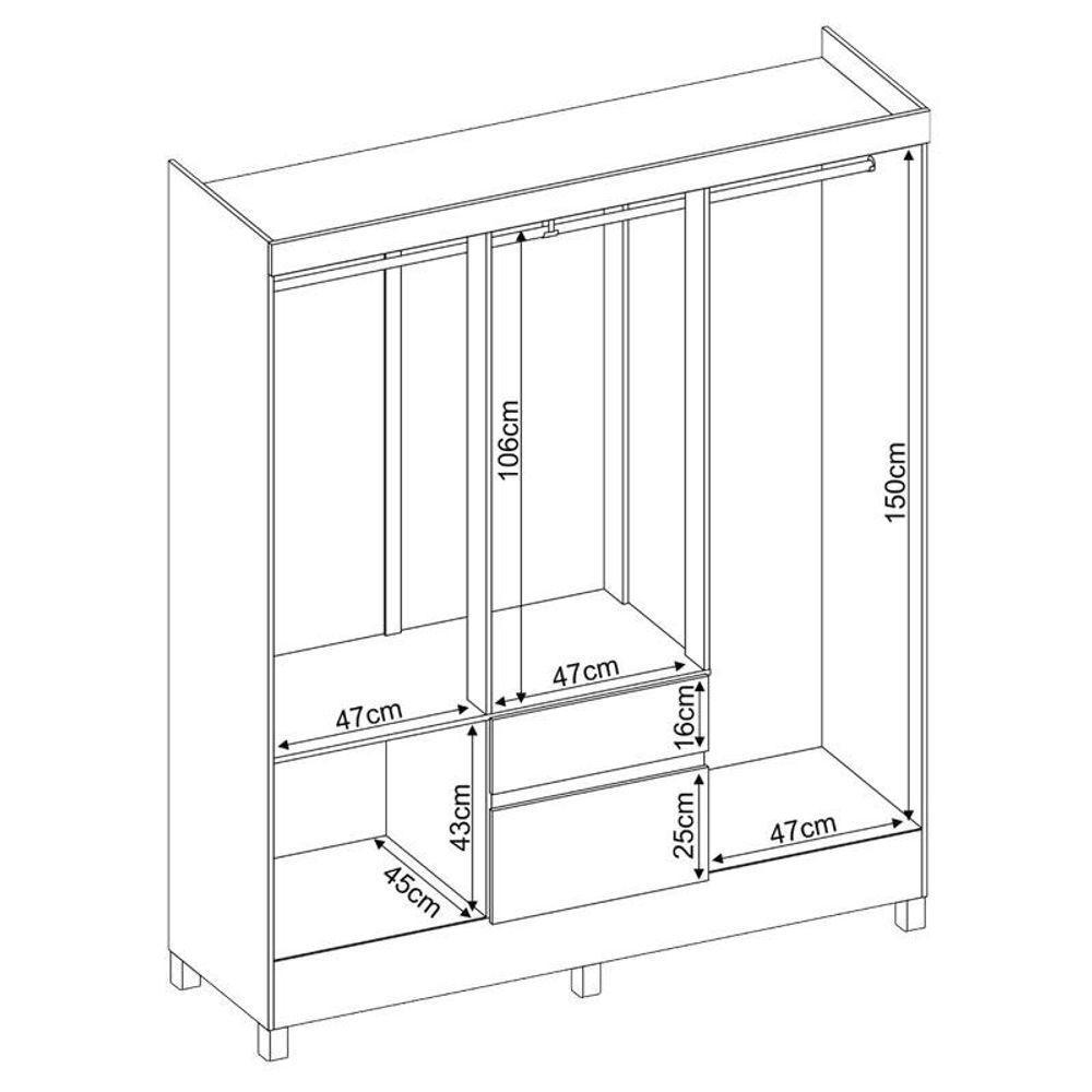 Guarda Roupa Casal Flash 2 Com Cômoda London Café - Demóbile - 4