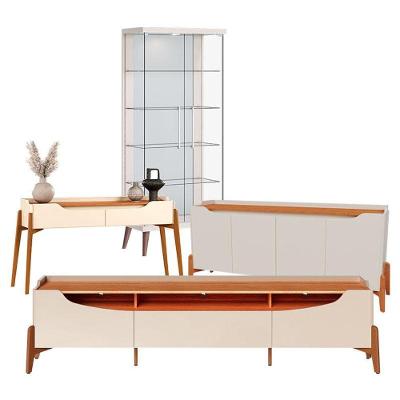 Cristaleira Tifanny E Aparador Com Buffet E Rack Studio Off White Nature - Imcal