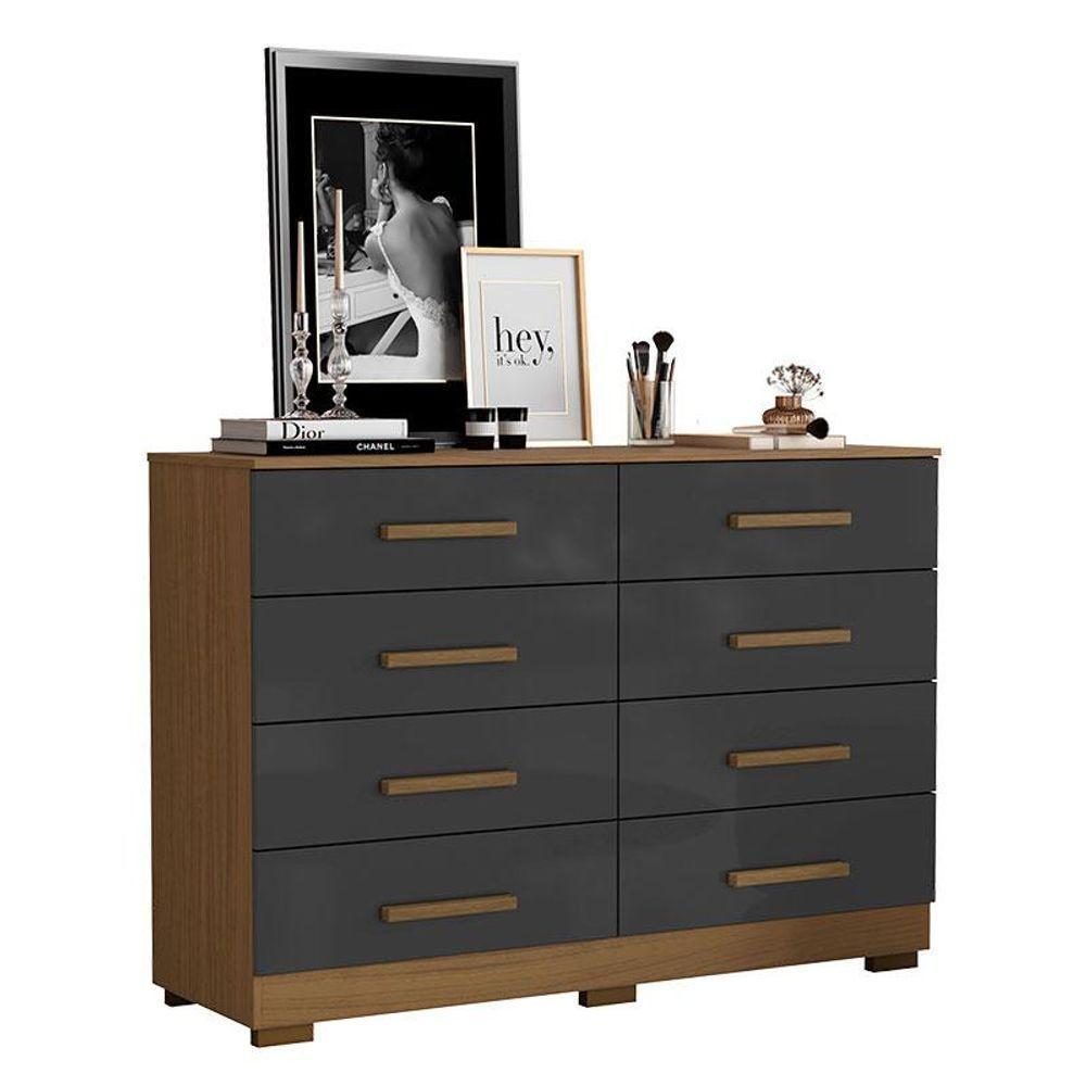 Guarda Roupa Casal Coimbra 2005138 Com Armário Multiuso New 2000192 E Cômoda 2014148 Atacama Grafite - Aramóveis - 8