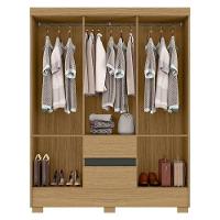 Guarda Roupa Casal Coimbra 2005138 Com Armário Multiuso New 2000192 E Cômoda 2014148 Atacama Grafite - Aramóveis - 3