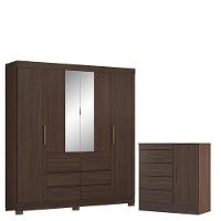 Guarda Roupa Casal Cádis Com Cômoda Montevidéu Café Touch -demóbile - 1