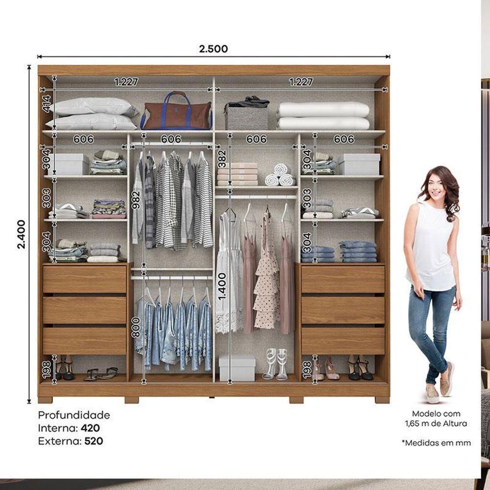 Guarda Roupa Casal Cayman E Cômoda Ravenna Ambiente Nature Off White - Henn - 3