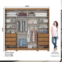 Guarda Roupa Casal Cayman E Cômoda Ravenna Ambiente Nature Off White - Henn - 3