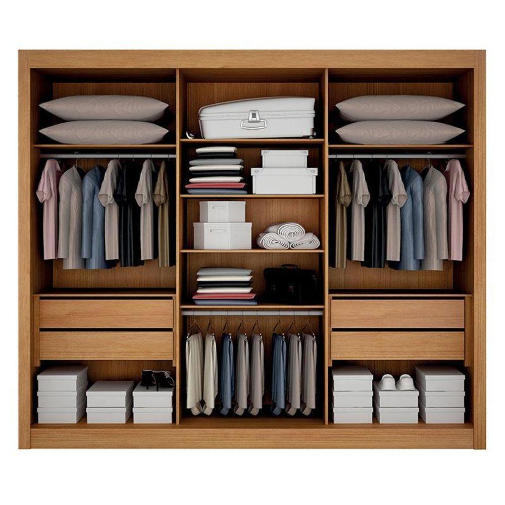 Guarda Roupa Casal 3 Portas Milano Cinamomo Off White - Leifer Móveis - 2