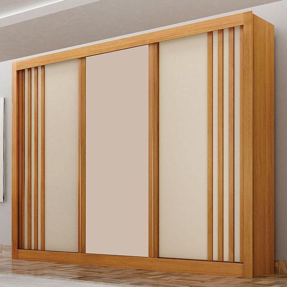 Guarda Roupa Casal 3 Portas Milano Cinamomo Off White - Leifer Móveis - 6
