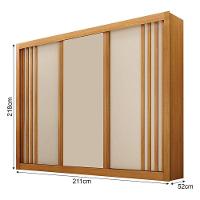 Guarda Roupa Casal 3 Portas Milano Cinamomo Off White - Leifer Móveis