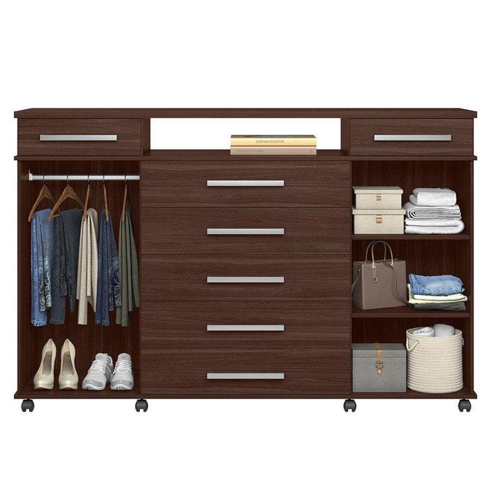 Guarda Roupa Casal Ecom 2 Com Multiuso Viena Com Cômoda London Café - Demóbile - 9