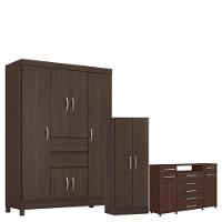 Guarda Roupa Casal Ecom 2 Com Multiuso Viena Com Cômoda London Café - Demóbile - 1