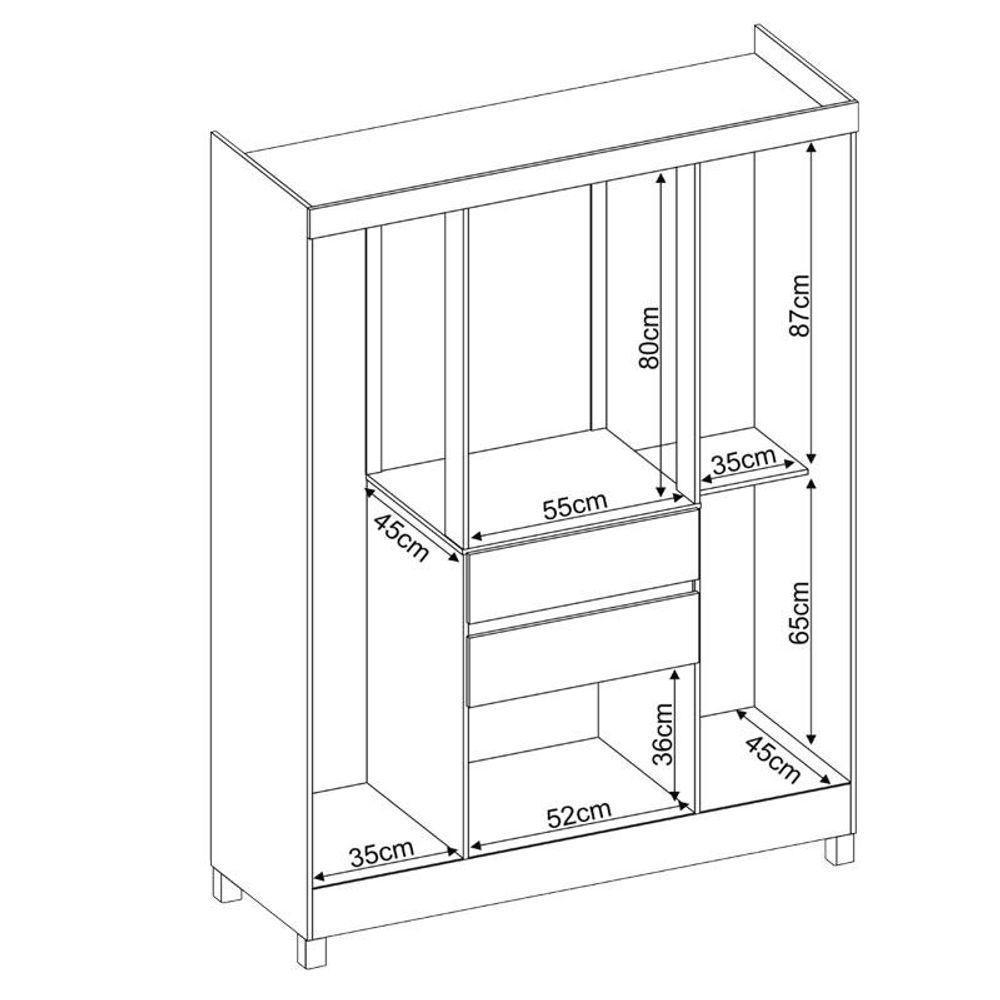 Guarda Roupa Casal Ecom 2 Com Multiuso Viena Com Cômoda Montevidéu Café - Demóbile - 4