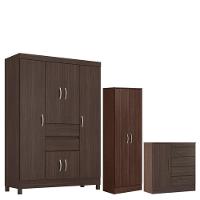 Guarda Roupa Casal Ecom 2 Com Multiuso Viena Com Cômoda Montevidéu Café - Demóbile - 1