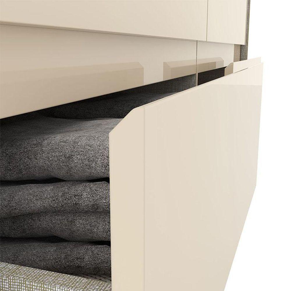 Guarda Roupa Casal Caju 6 Portas Ambiente E Cômoda Ravenna Nature Off White - Henn - 9