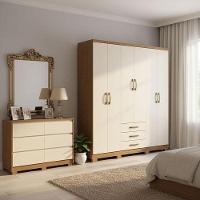 Guarda Roupa Casal Caju 6 Portas Ambiente E Cômoda Ravenna Nature Off White - Henn - 1