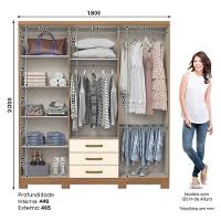 Guarda Roupa Casal Caju 6 Portas Ambiente E Cômoda Ravenna Nature Off White - Henn - 3