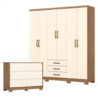 Guarda Roupa Casal Caju 6 Portas Ambiente E Cômoda Ravenna Nature Off White - Henn - 10