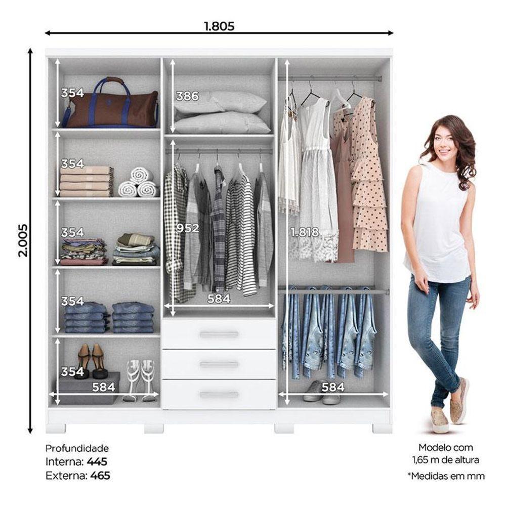 Guarda Roupa Casal Caju 6 Portas E Penteadeira Daila Ambiente Com Led Branco - Henn - 3