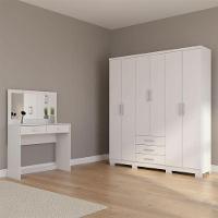 Guarda Roupa Casal Caju 6 Portas E Penteadeira Daila Ambiente Com Led Branco - Henn - 1