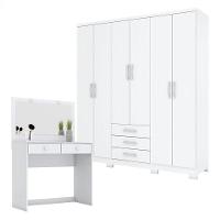 Guarda Roupa Casal Caju 6 Portas E Penteadeira Daila Ambiente Com Led Branco - Henn - 10