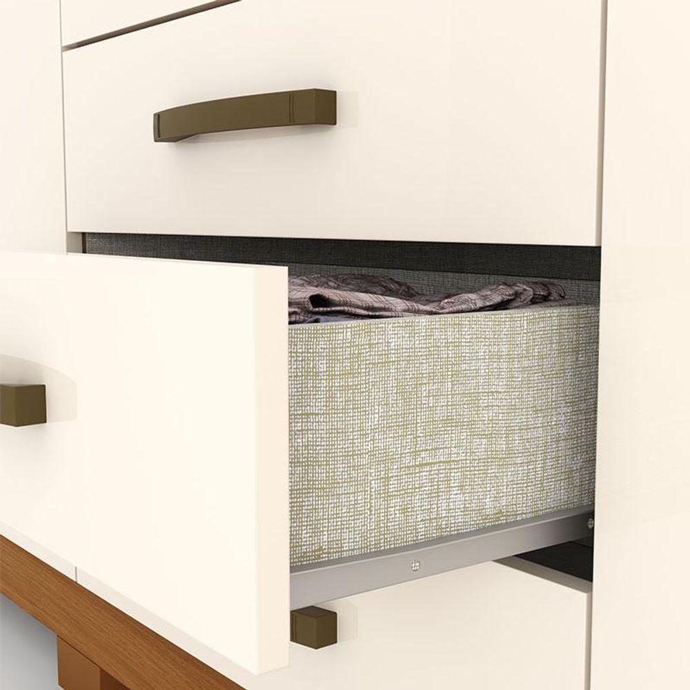 Guarda Roupa Casal Caju 6 Portas E Cômoda Ravenna Nature Off White - Henn - 5