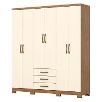 Guarda Roupa Casal Caju 6 Portas E Cômoda Ravenna Nature Off White - Henn - 3