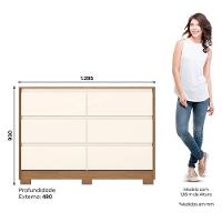 Guarda Roupa Casal Caju 6 Portas E Cômoda Ravenna Nature Off White - Henn - 10